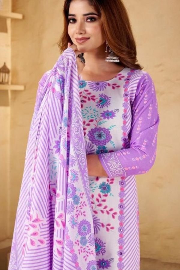 Zulfat Designer Studio Summer Shine 3 Pure Cotton Suit 666-001