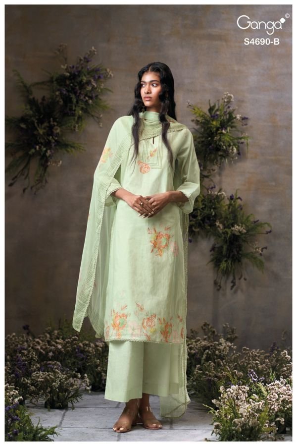 Ganga Fashion Ahaana S4690 Pure Organdy Mul Suit S4690-B