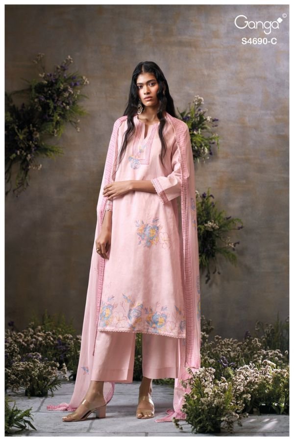 Ganga Fashion Ahaana S4690 Pure Organdy Mul Suit S4690-C