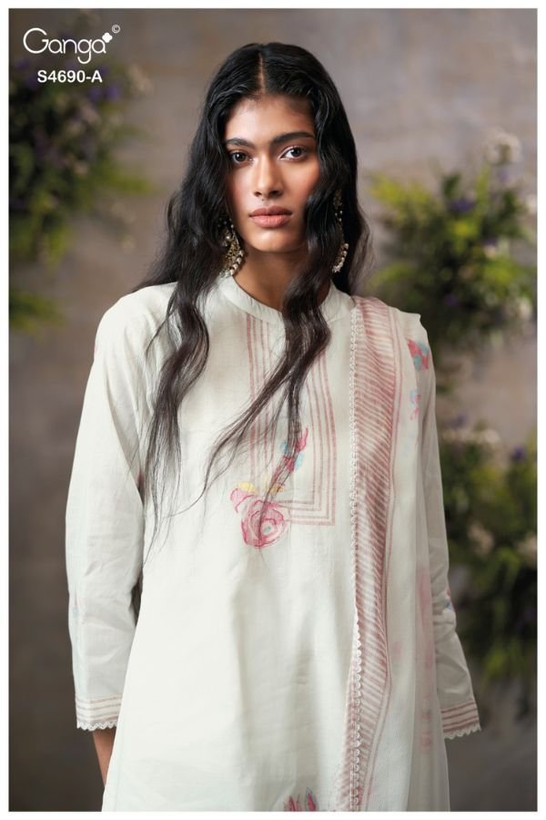 Ganga Fashion Ahaana S4690 Pure Organdy Mul Suit S4690-A