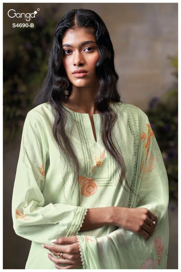 Ganga Fashion Ahaana S4690 Pure Organdy Mul Suit S4690-B