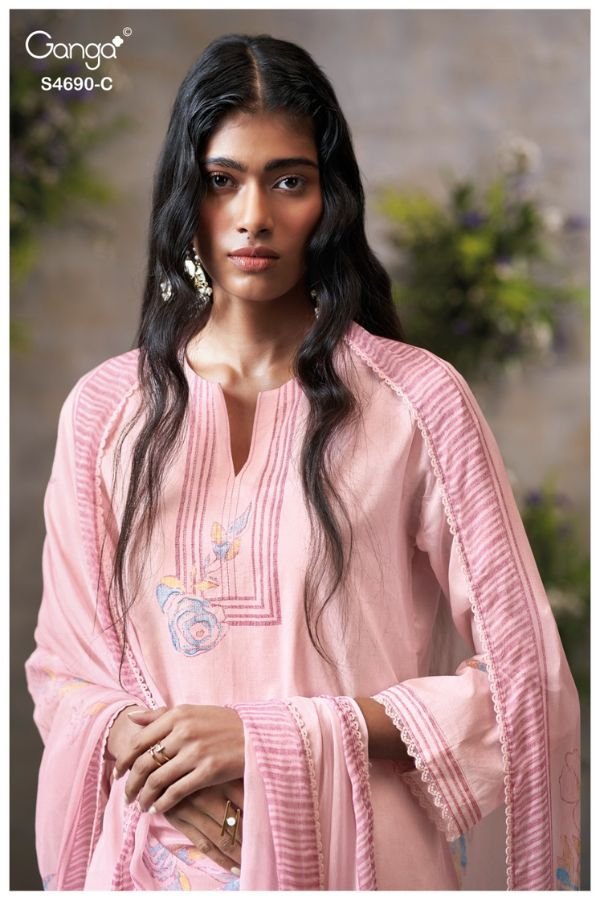 Ganga Fashion Ahaana S4690 Pure Organdy Mul Suit S4690-C