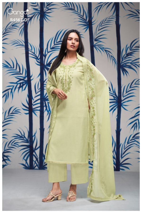 Ganga Fashion Bazira S4567 Mul Chanderi Suit S4567-D