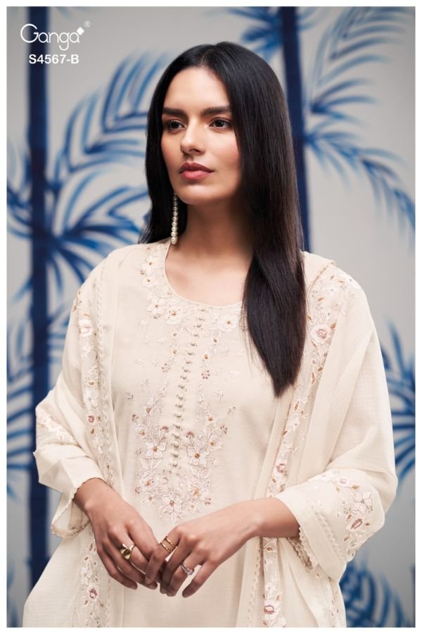 Ganga Fashion Bazira S4567 Mul Chanderi Suit S4567-B