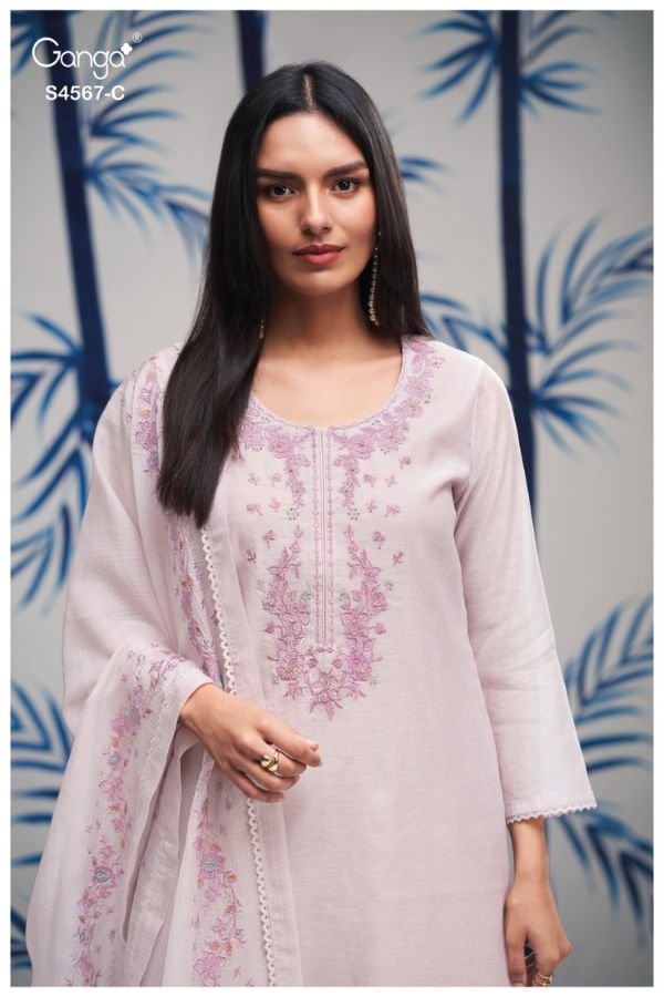 Ganga Fashion Bazira S4567 Mul Chanderi Suit S4567-C