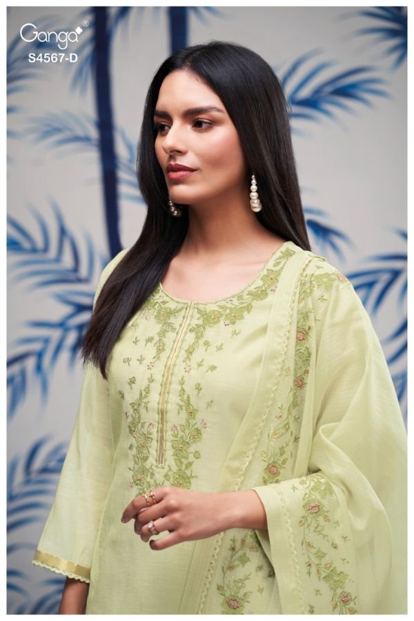 Ganga Fashion Bazira S4567 Mul Chanderi Suit S4567-D