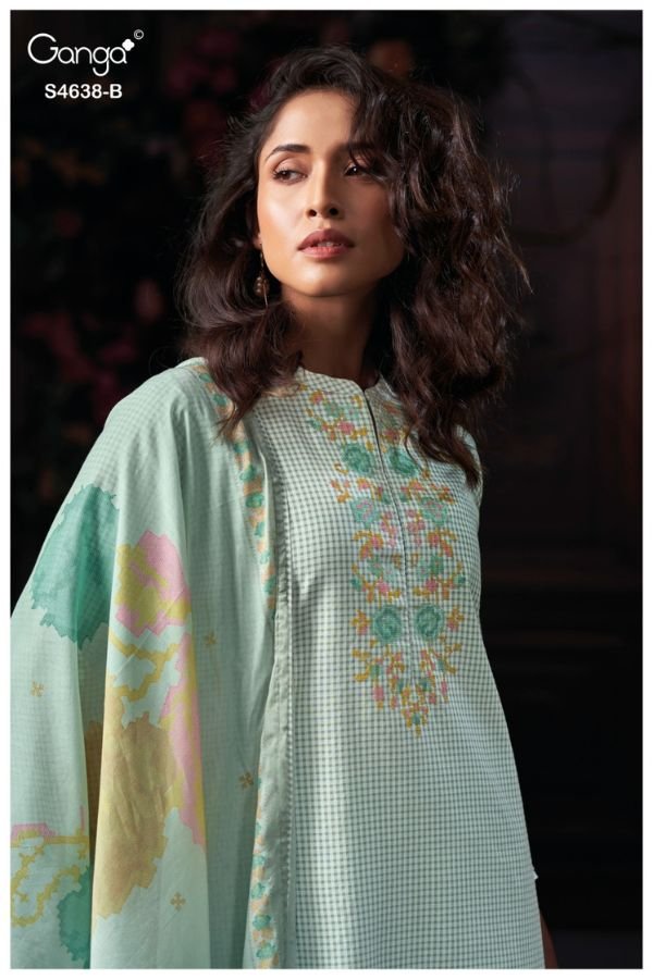 Ganga Fashion Binaara S4638 Premium Cotton Suit S4638-B