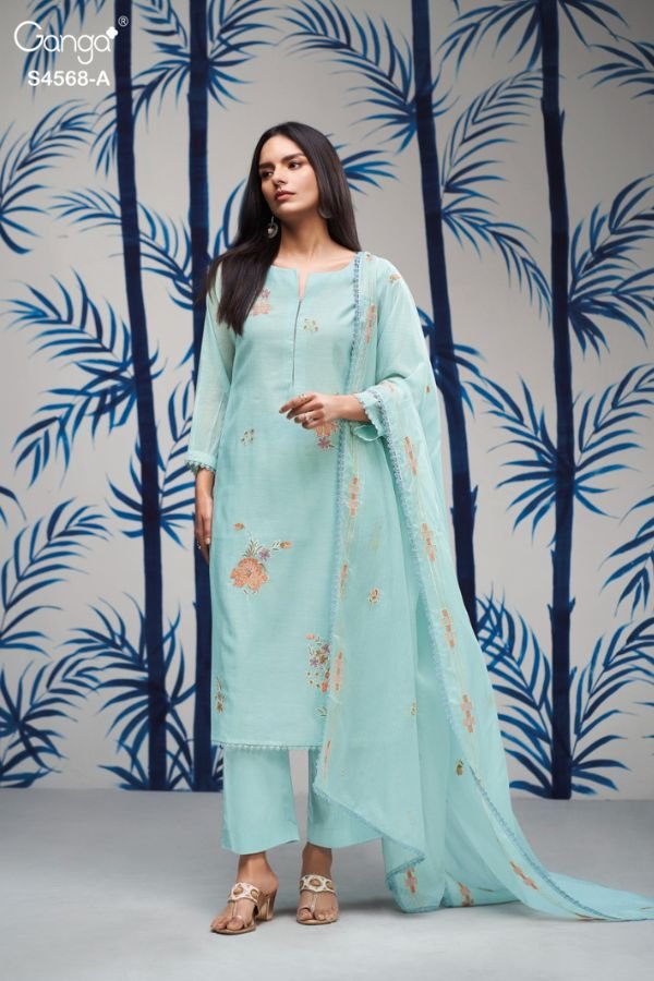 Ganga Fashion Chitrali S4568 Mul Chanderi Suit S4568-A