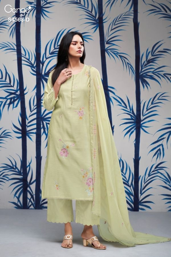 Ganga Fashion Chitrali S4568 Mul Chanderi Suit S4568-D