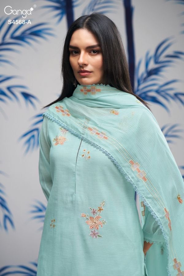 Ganga Fashion Chitrali S4568 Mul Chanderi Suit S4568-A