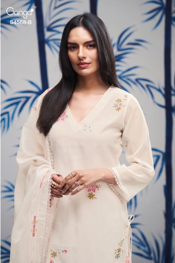 Ganga Fashion Chitrali S4568 Mul Chanderi Suit S4568-B