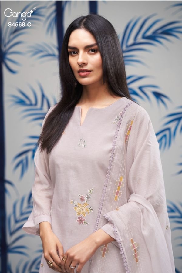 Ganga Fashion Chitrali S4568 Mul Chanderi Suit S4568-C