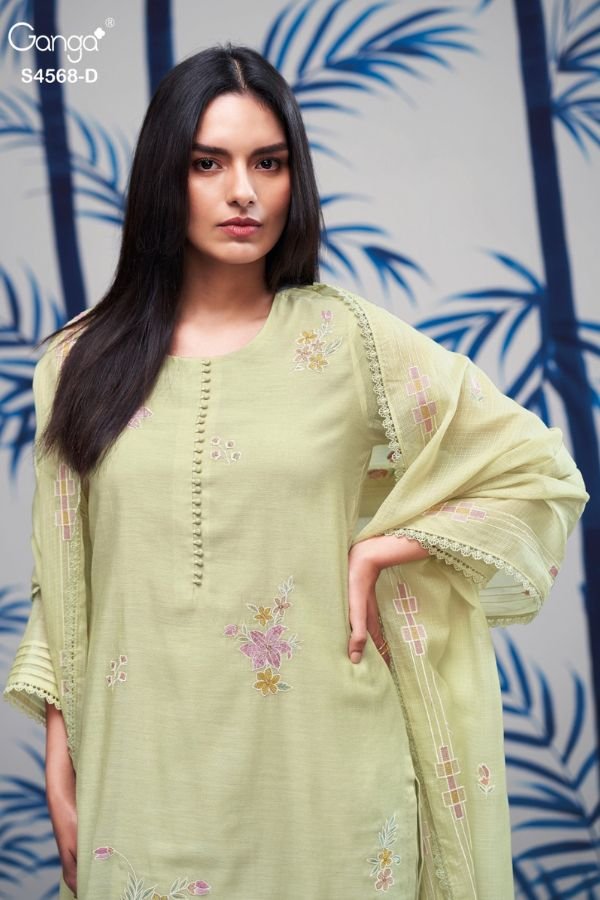 Ganga Fashion Chitrali S4568 Mul Chanderi Suit S4568-D
