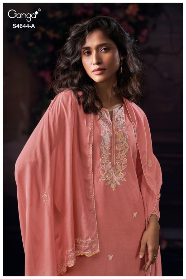 Ganga Fashion Coresa S4644 Premium Pure Mul Suit S4644-A