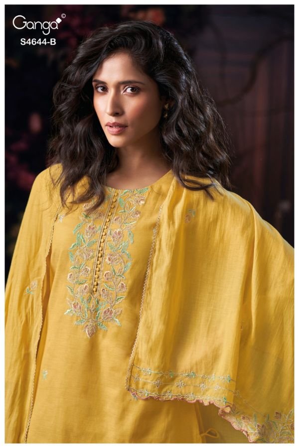 Ganga Fashion Coresa S4644 Premium Pure Mul Suit S4644-B