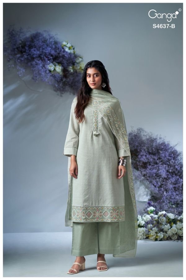 Ganga Fashion Elnara S4637 Premium Pure Cotton Suit S4637-B