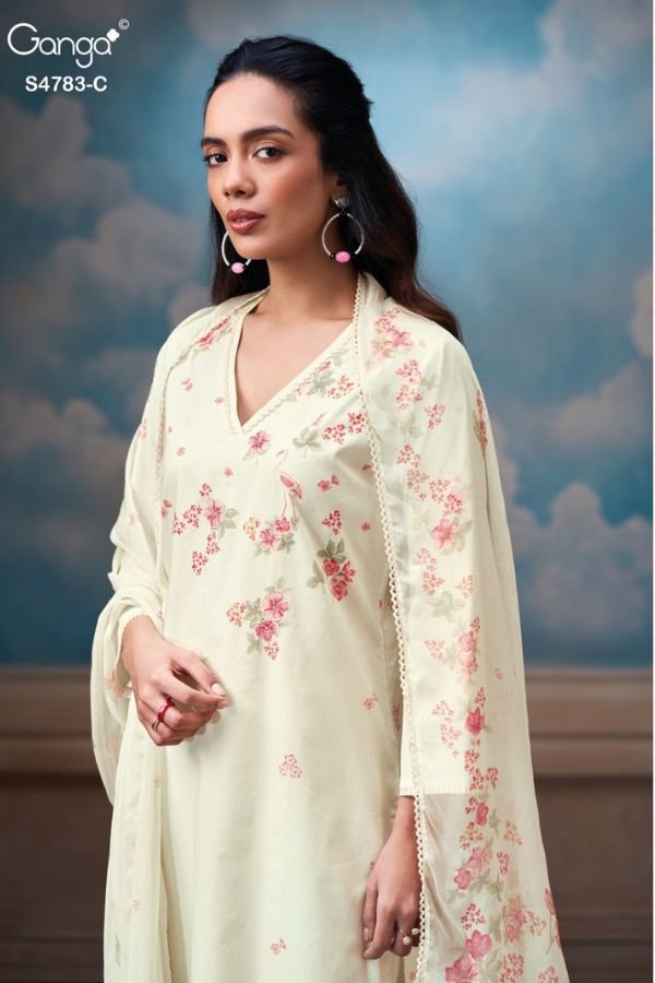 Ganga Fashion Fariyal S4783 Premium Cotton Suit S4783-C