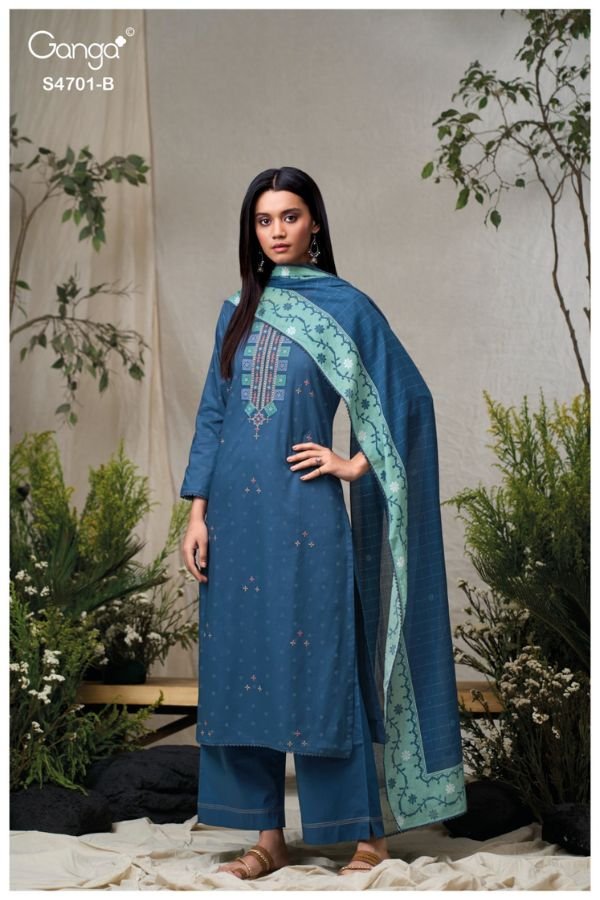 Ganga Fashion Fariyra S4701 Premium Cotton Suit S4701-B