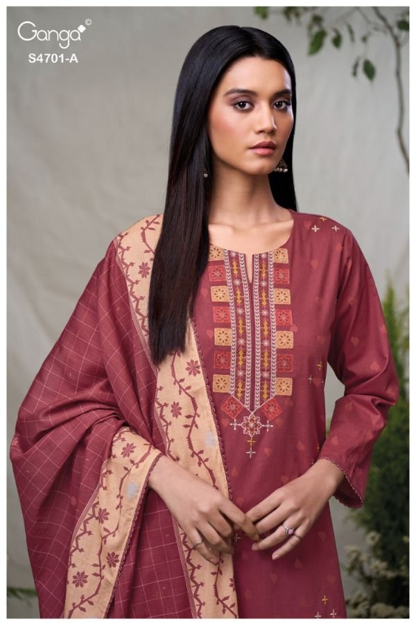 Ganga Fashion Fariyra S4701 Premium Cotton Suit S4701-A