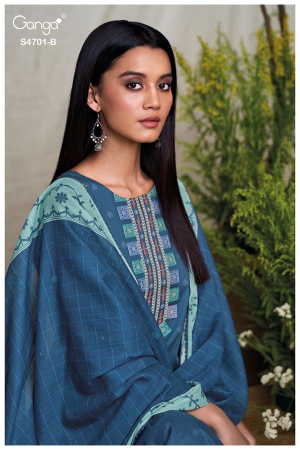 Ganga Fashion Fariyra S4701 Premium Cotton Suit S4701-B