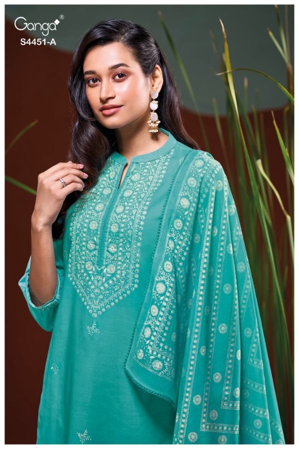 Ganga Fashion Felora S4451 Premium Pure Cotton Suit S4451-A