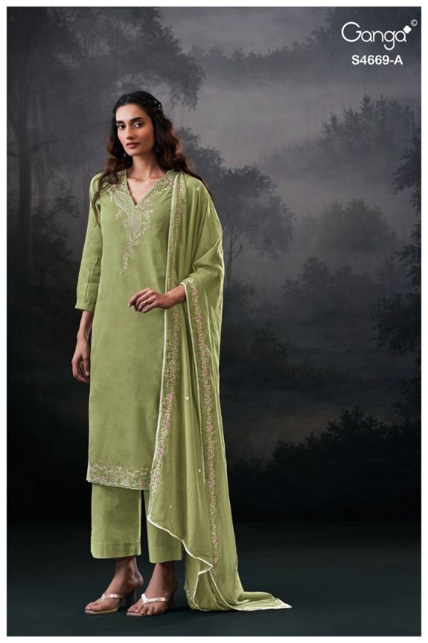 Ganga Fashion Gitaeya S4669 Premium Pure Mul Suit S4669-A