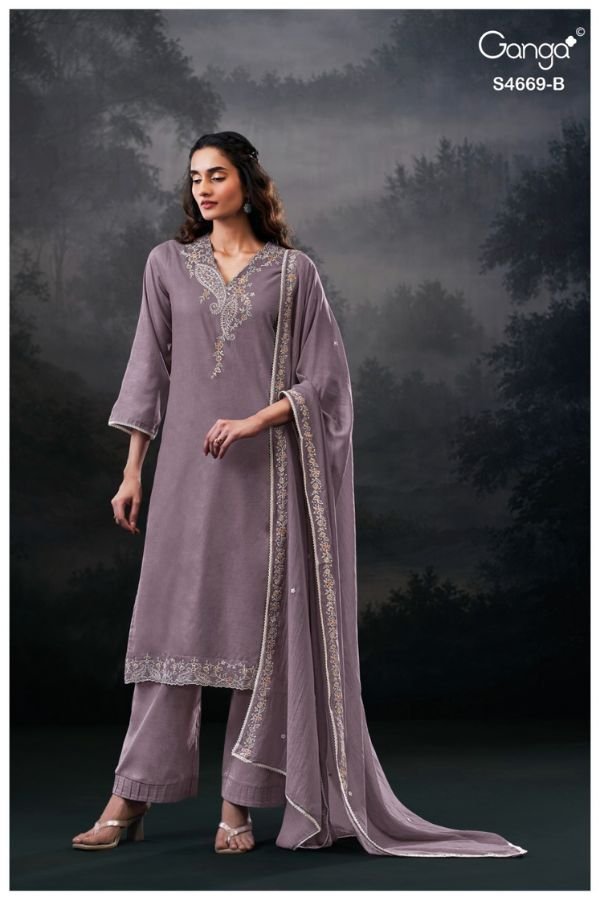 Ganga Fashion Gitaeya S4669 Premium Pure Mul Suit S4669-B