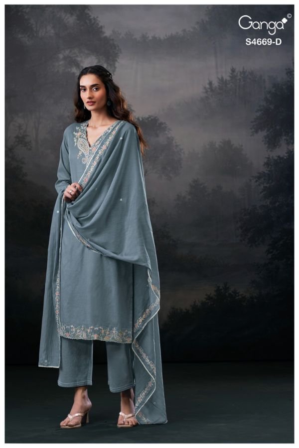 Ganga Fashion Gitaeya S4669 Premium Pure Mul Suit S4669-D
