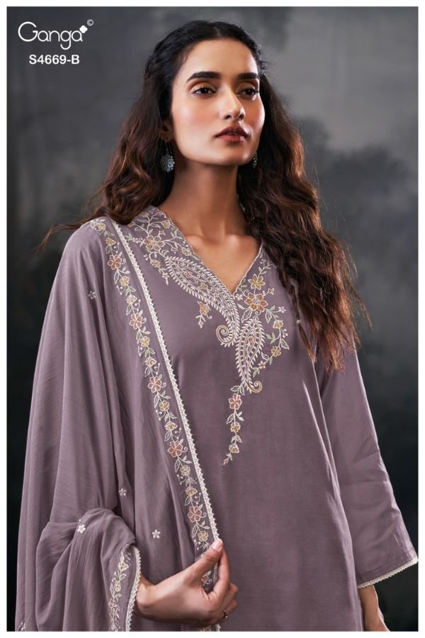 Ganga Fashion Gitaeya S4669 Premium Pure Mul Suit S4669-B
