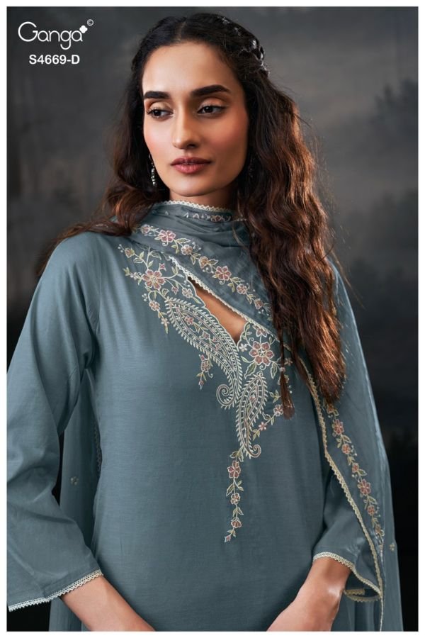 Ganga Fashion Gitaeya S4669 Premium Pure Mul Suit S4669-D