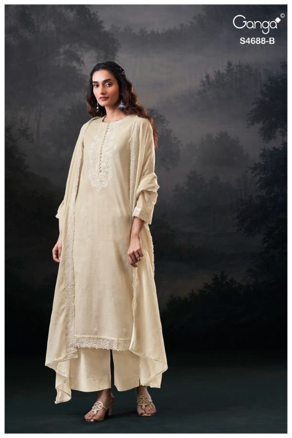 Ganga Fashion Hivira S4688 Mul Chanderi Suit S4688-B