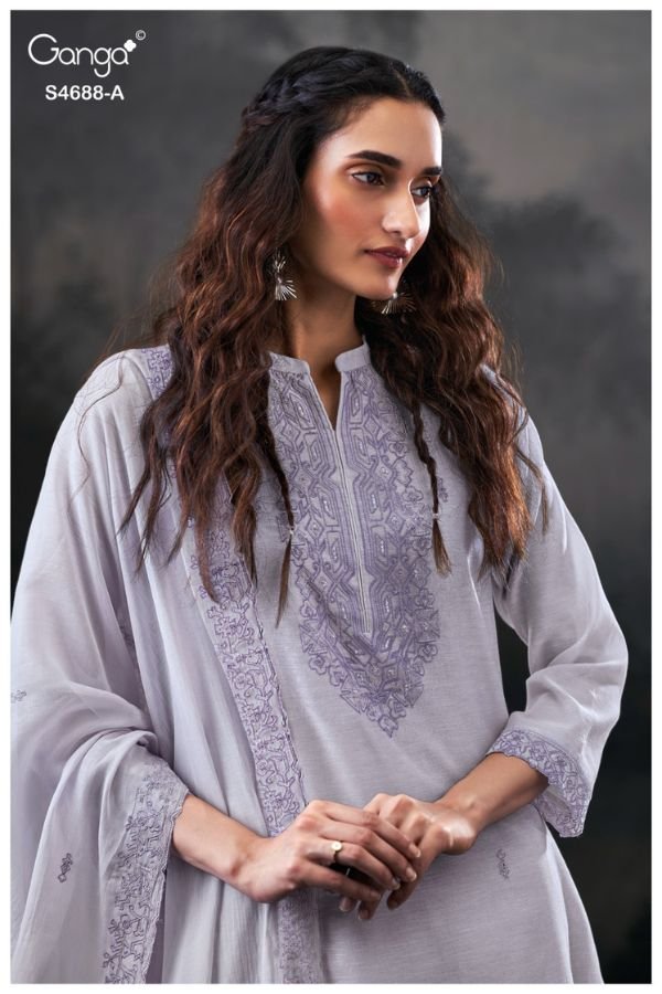 Ganga Fashion Hivira S4688 Mul Chanderi Suit S4688-A