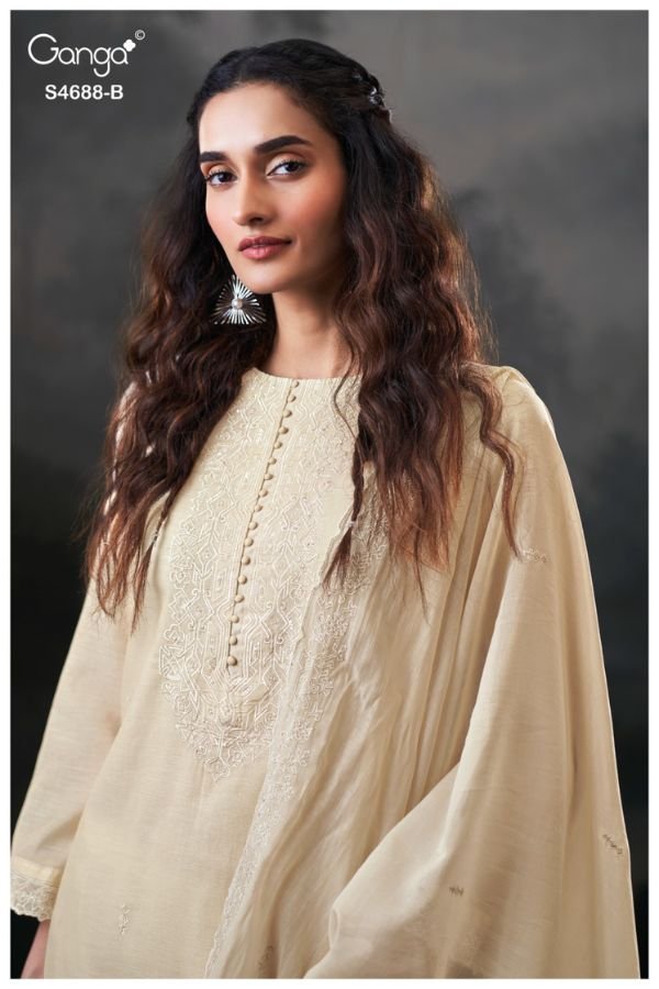 Ganga Fashion Hivira S4688 Mul Chanderi Suit S4688-B