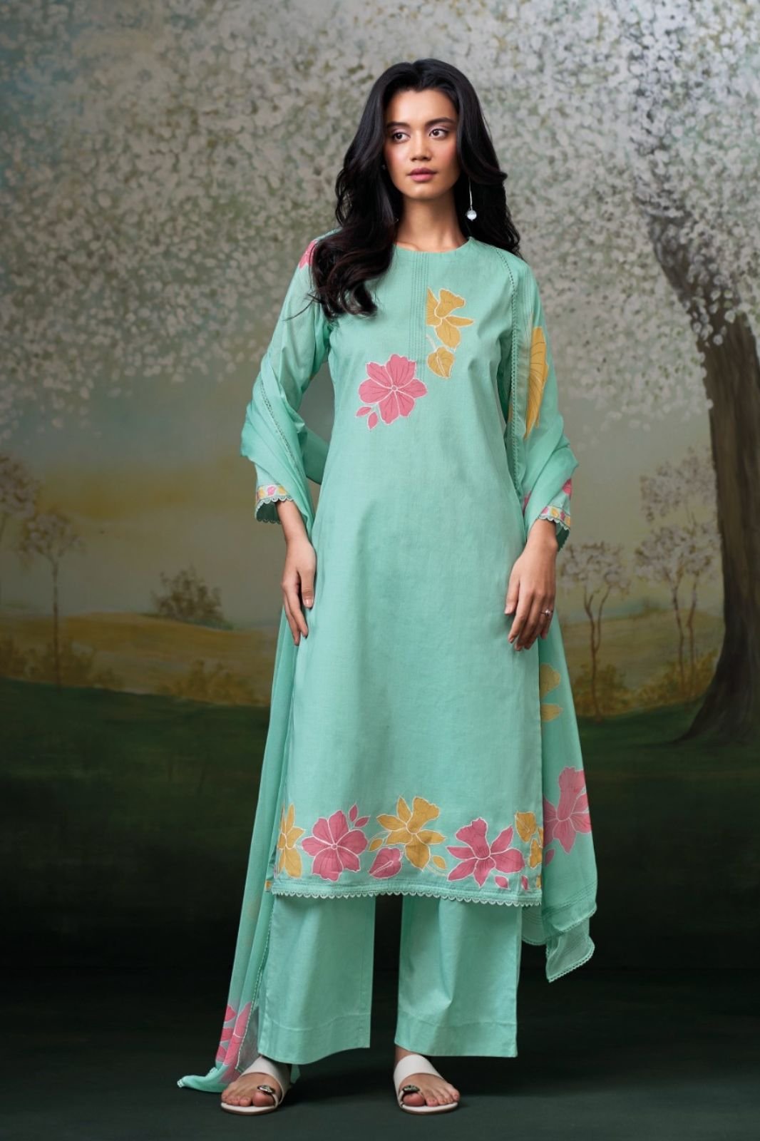 Ganga Fashion Hridanshi S4708 Pure Organdy Mul Suit S4708-A