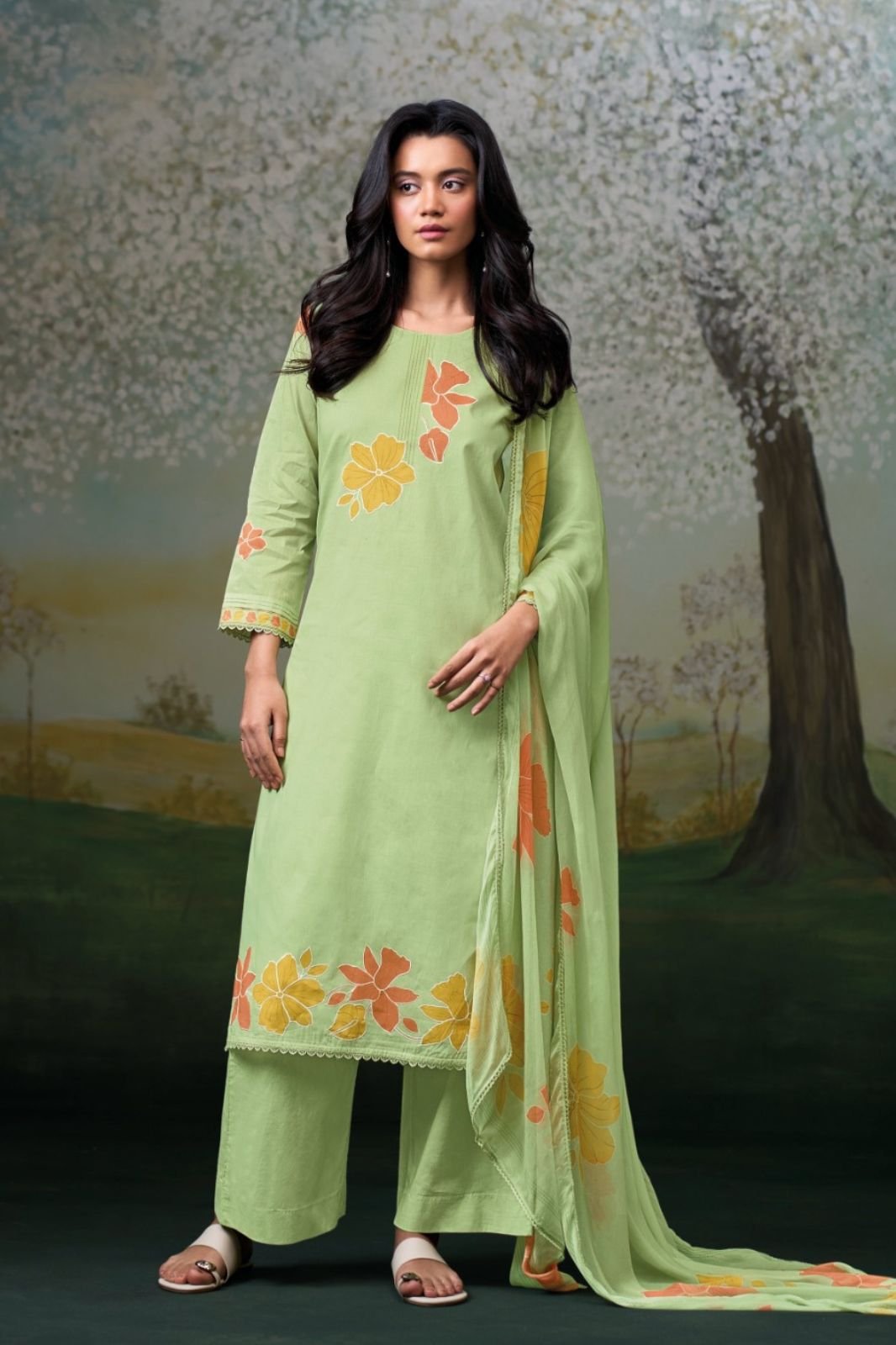 Ganga Fashion Hridanshi S4708 Pure Organdy Mul Suit S4708-C