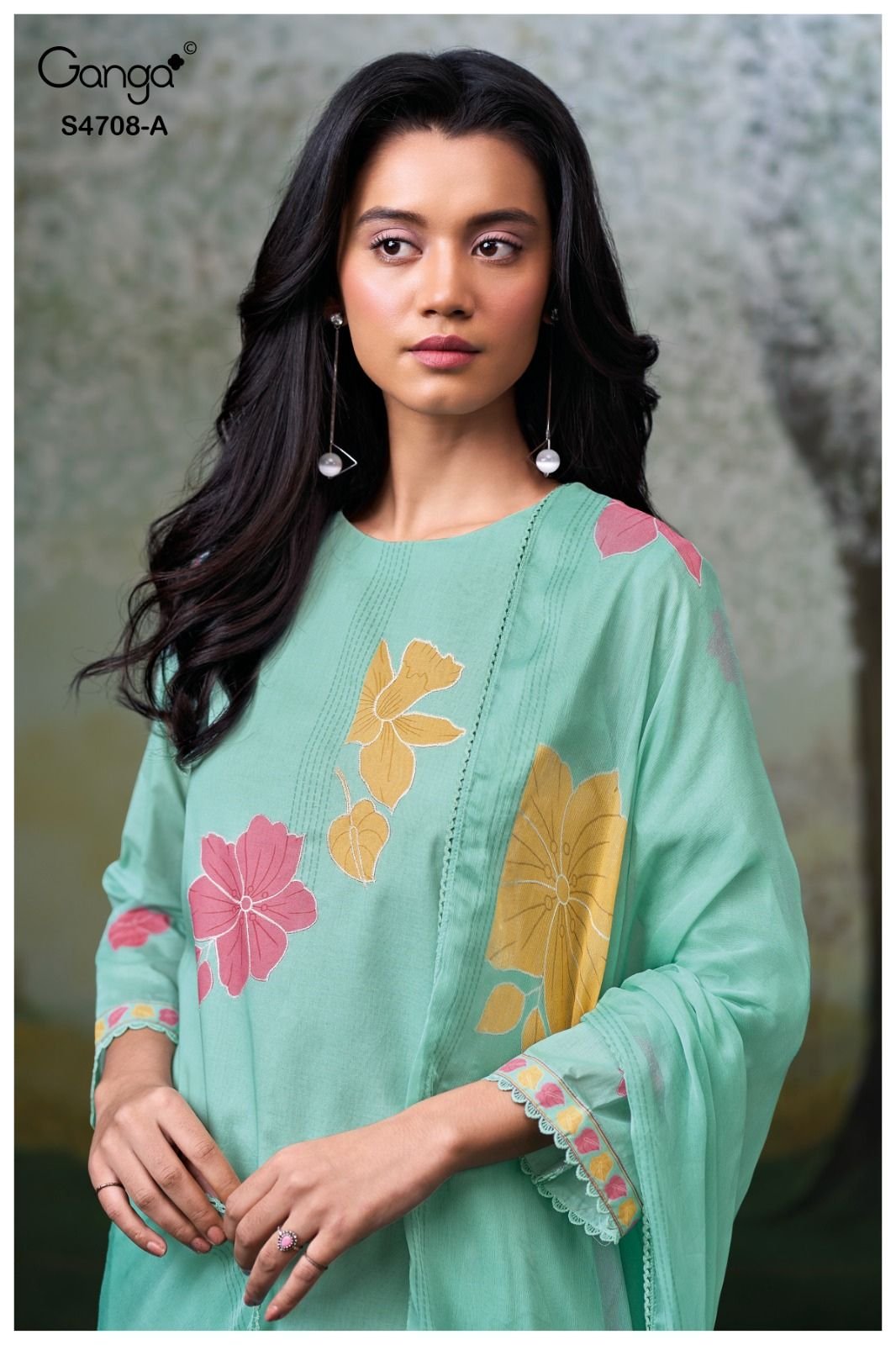 Ganga Fashion Hridanshi S4708 Pure Organdy Mul Suit S4708-A