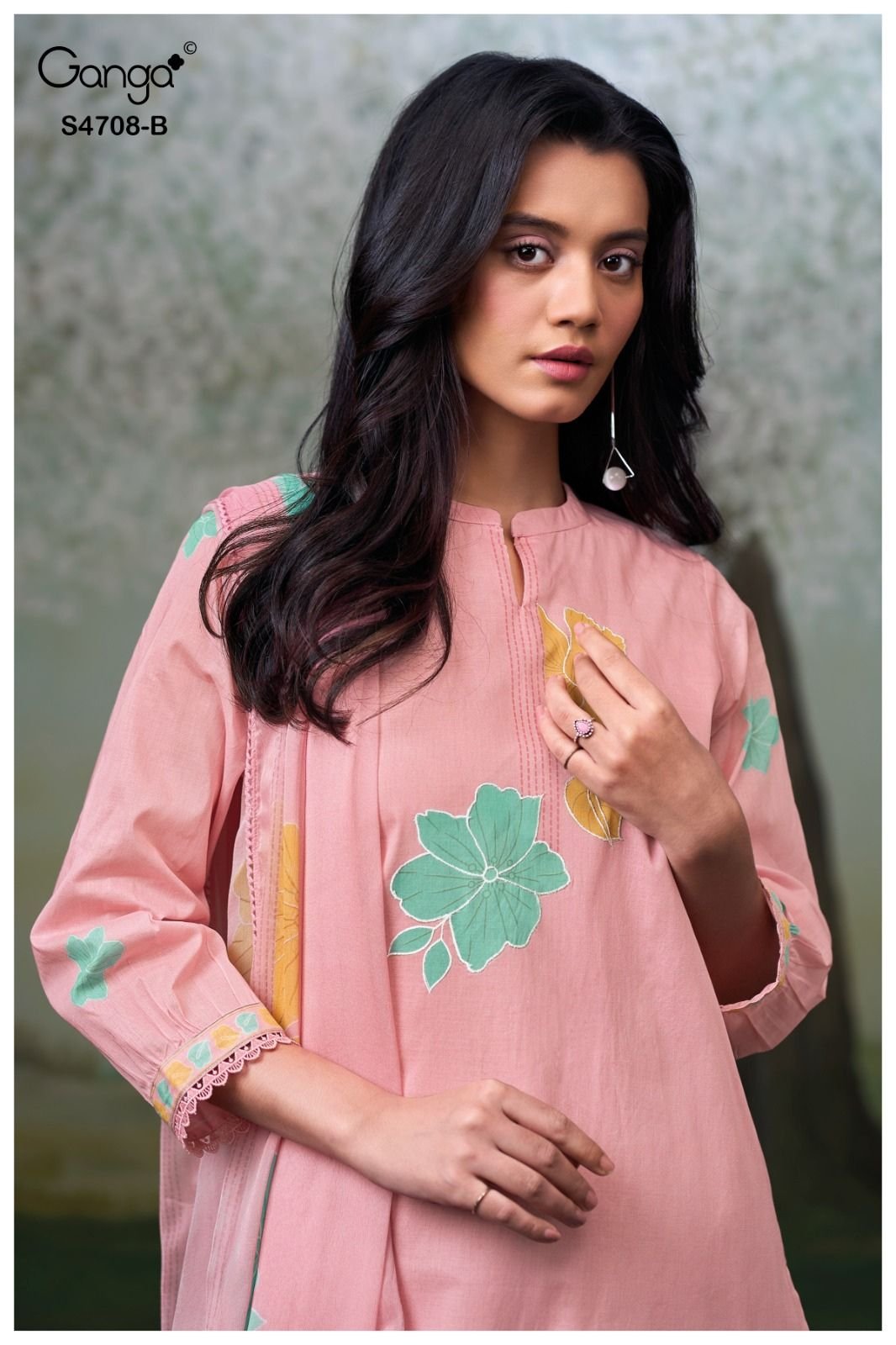 Ganga Fashion Hridanshi S4708 Pure Organdy Mul Suit S4708-B