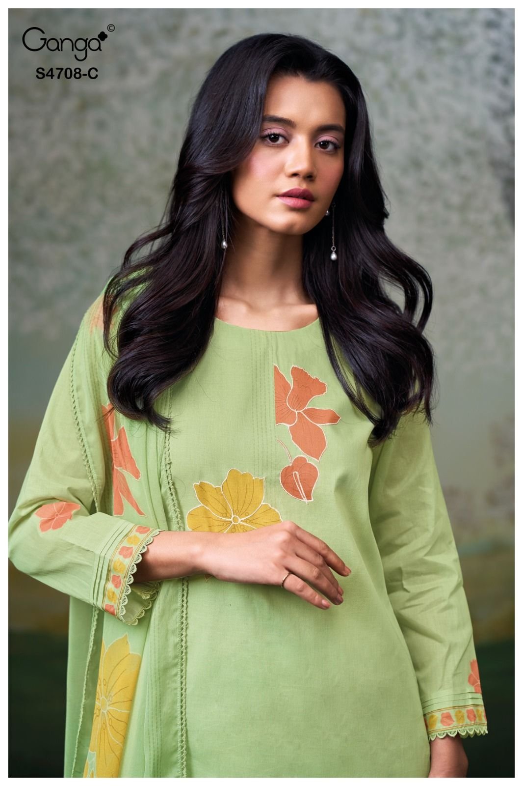 Ganga Fashion Hridanshi S4708 Pure Organdy Mul Suit S4708-C