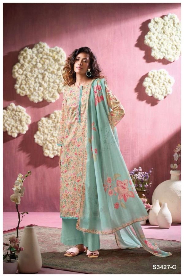 Ganga Fashion Ifrah S3427 Premium Cotton Suit S3427-C