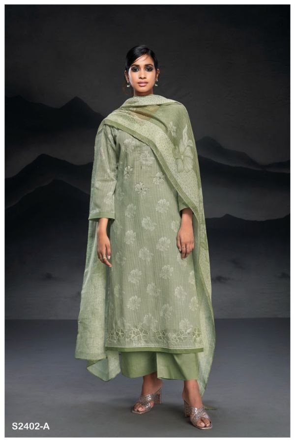 Ganga Fashion Kilah S4502 Cotton Linen Ladies Suit S4502-A