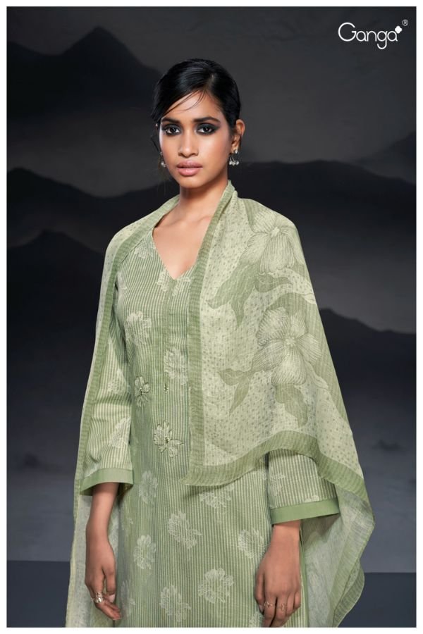 Ganga Fashion Kilah S4502 Cotton Linen Ladies Suit S4502-A