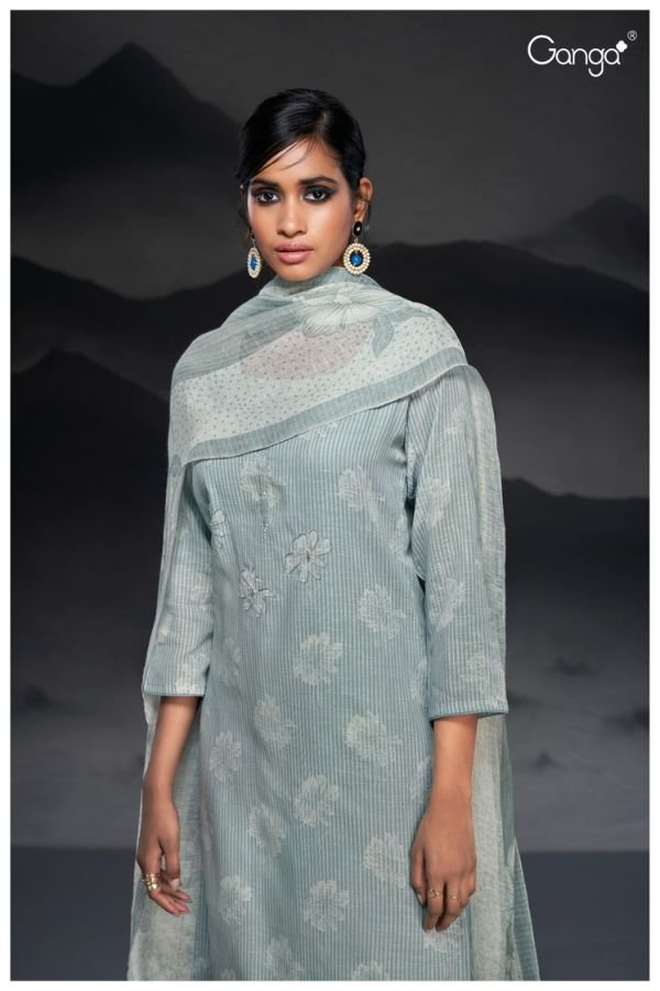 Ganga Fashion Kilah S4502 Cotton Linen Ladies Suit S4502-B