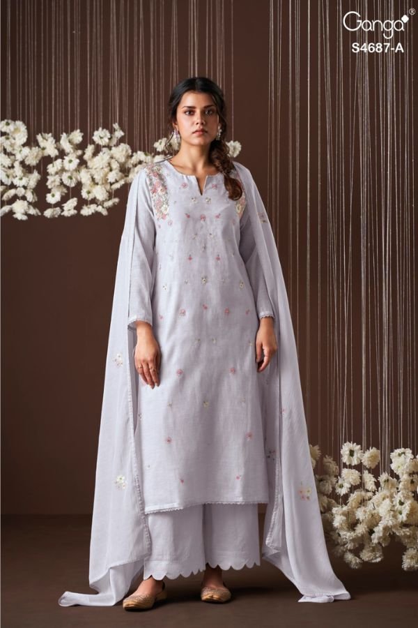 Ganga Fashion Kireya S4687 Mul Chanderi Suit S4687-A
