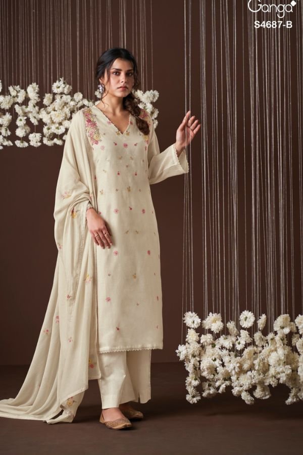 Ganga Fashion Kireya S4687 Mul Chanderi Suit S4687-B