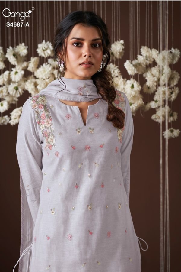Ganga Fashion Kireya S4687 Mul Chanderi Suit S4687-A