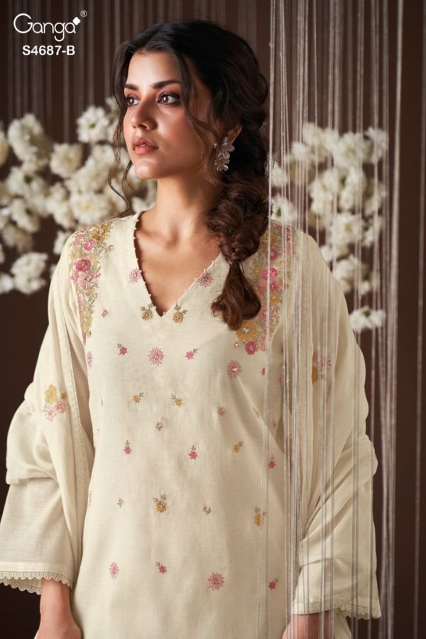 Ganga Fashion Kireya S4687 Mul Chanderi Suit S4687-B