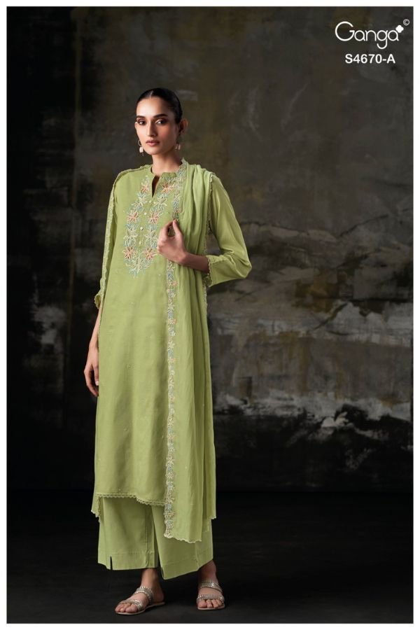 Ganga Fashion Piyasha S4670 Premium Pure Mul Suit S4670-A