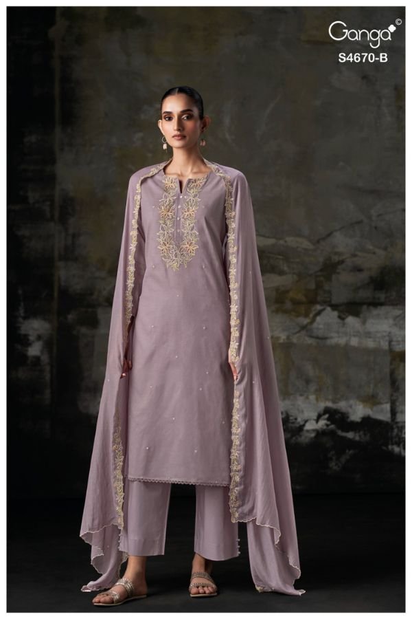 Ganga Fashion Piyasha S4670 Premium Pure Mul Suit S4670-B