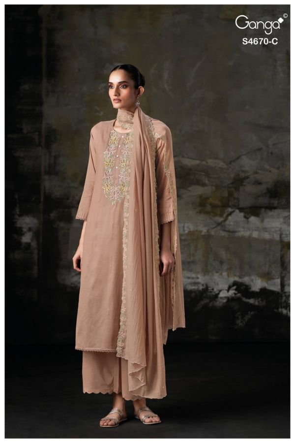 Ganga Fashion Piyasha S4670 Premium Pure Mul Suit S4670-C