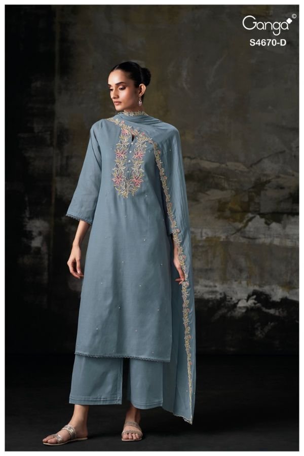 Ganga Fashion Piyasha S4670 Premium Pure Mul Suit S4670-D